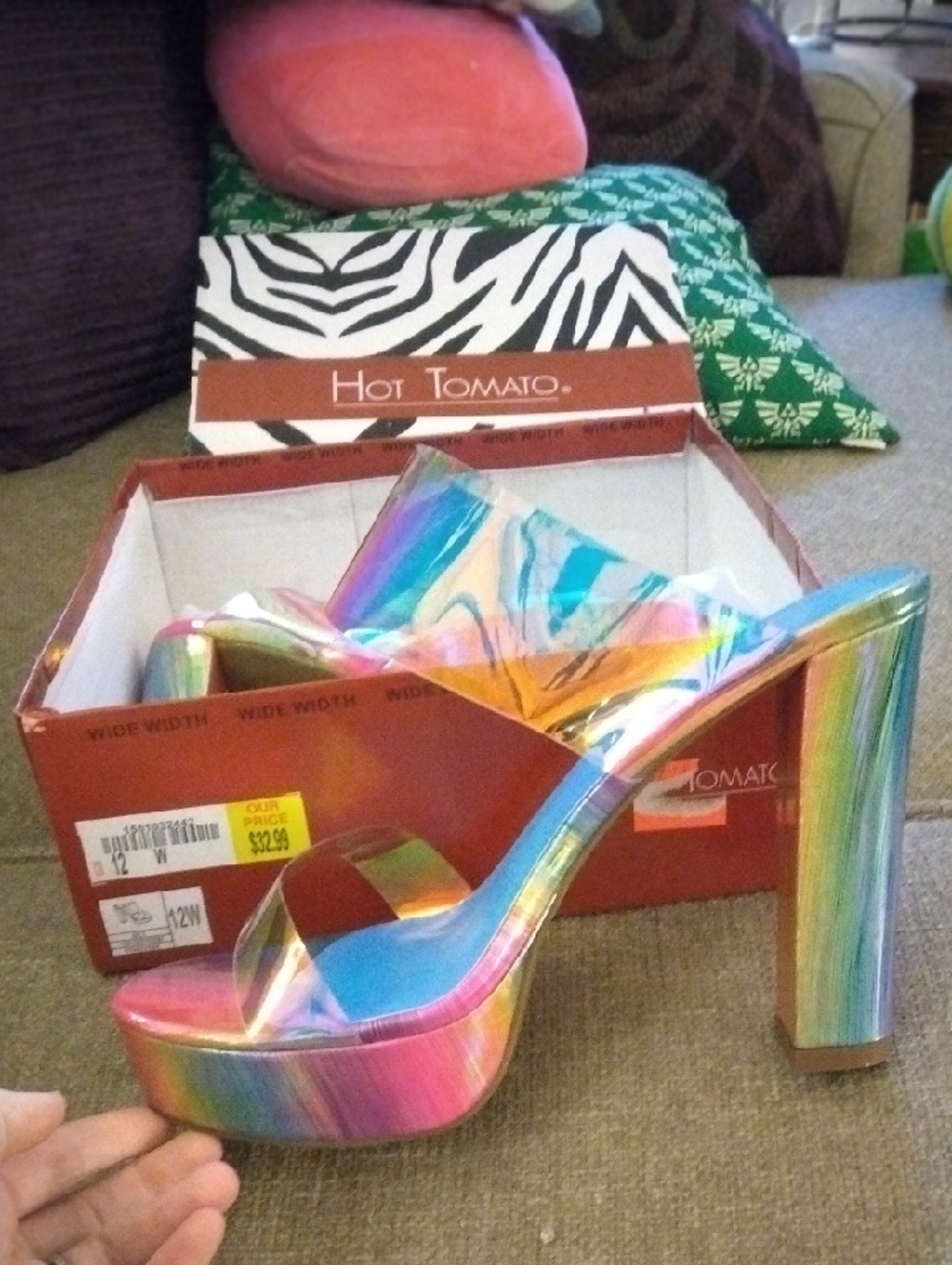 Hot Tomato Iridescent Multi-Color Platform Mules